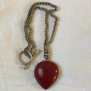 Lucky Brand statement red pendent necklace